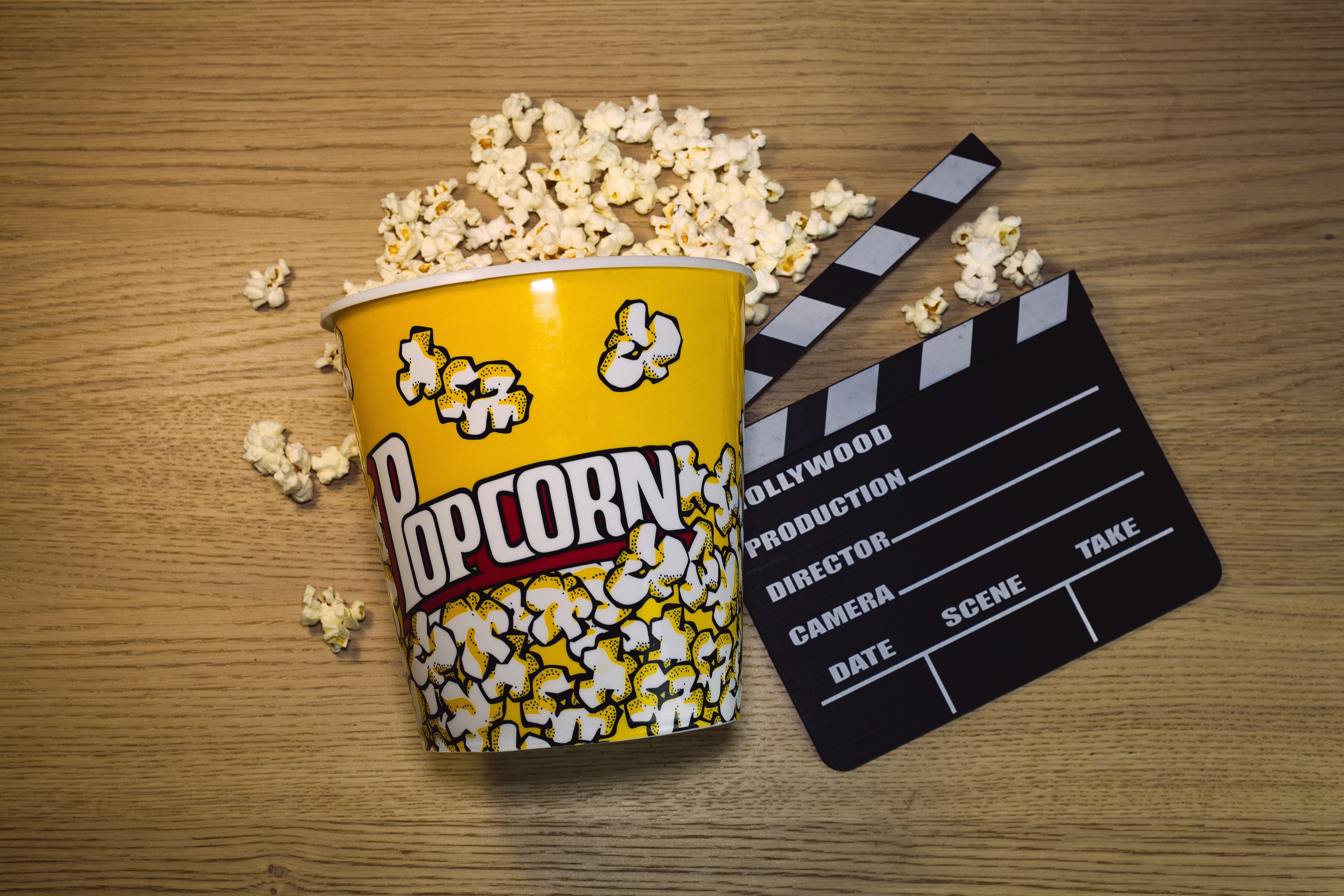 Popcorn and clapperboard