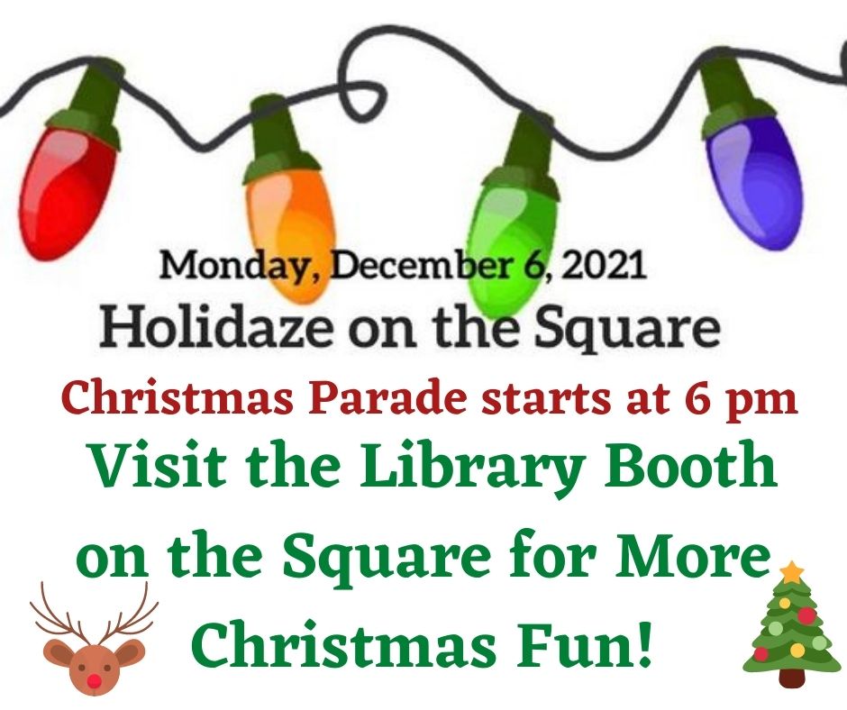Holidaze on the Square ad with Christmas lights, reindeer, and tree