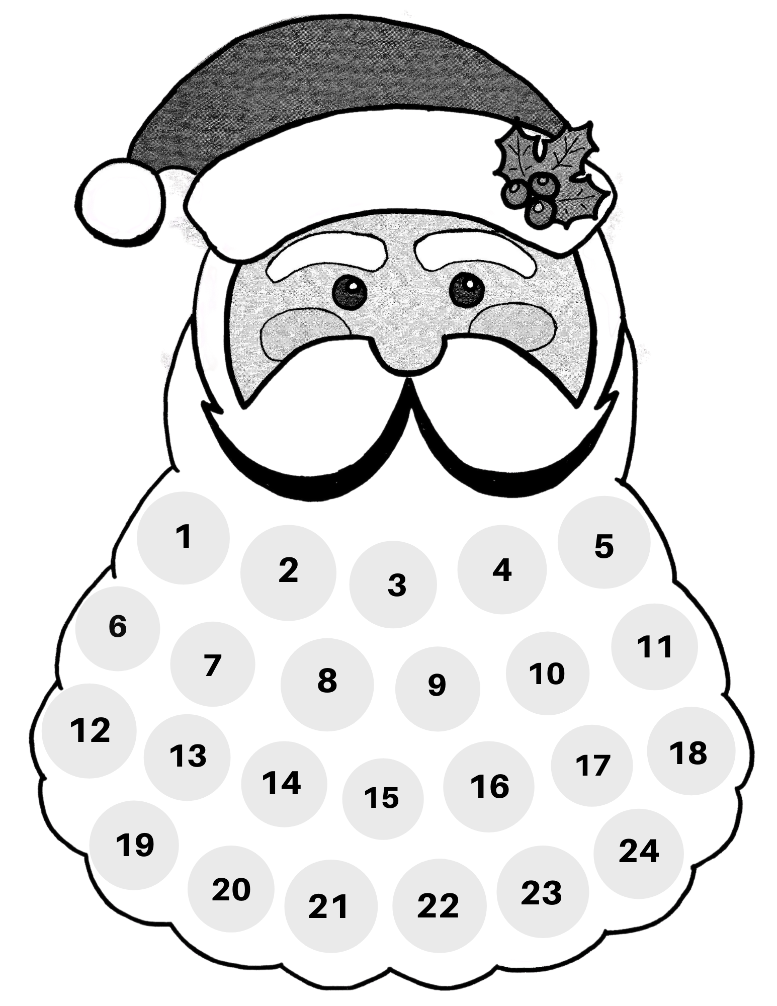 Black and white Santa coloring & craft page