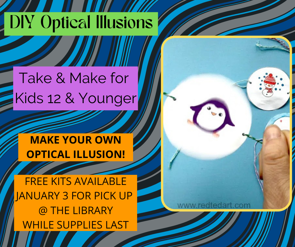 DIY Optical illusion with thaumatrope of penguin in a snow globe.