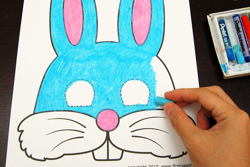 Printable Bunny Mask in Blue and Pink