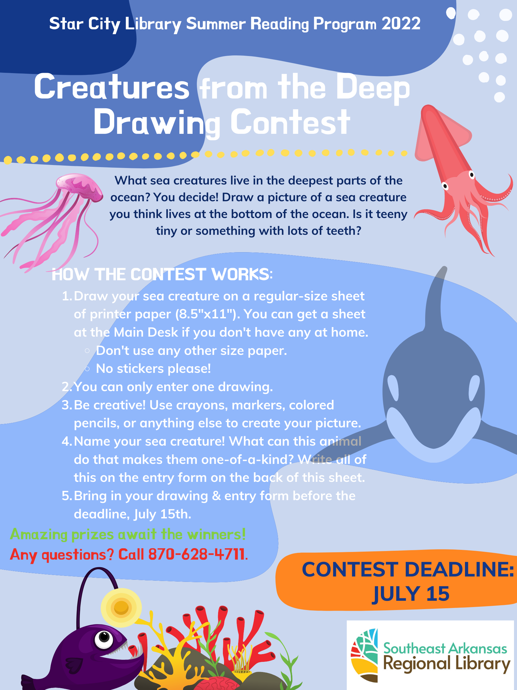 Drawing contest info with deadline & contest rules.