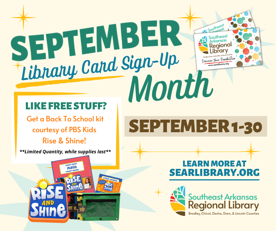Image of flyer for library card signup month