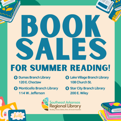 Image of announcement for book sales supporting the summer reading program