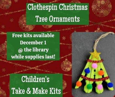 Clothespin Christmas tree ornament children's take & make kit