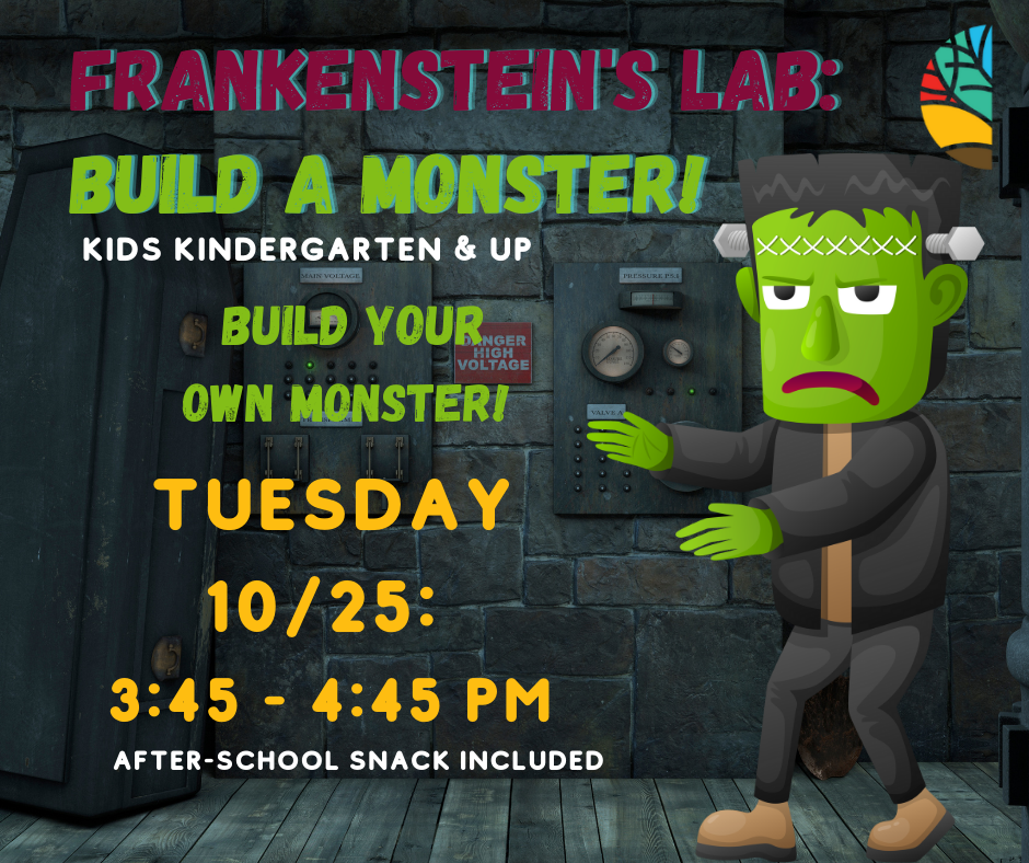 Fankenstein in his chamber, dark background.