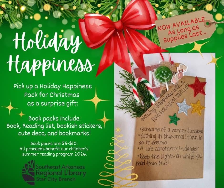 Holiday Happiness advertisement with Christmas decorations