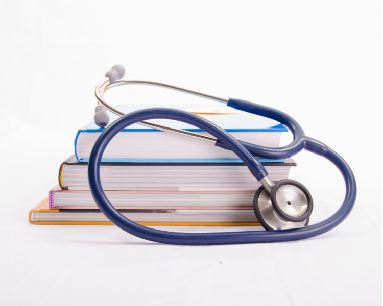 Image of stethoscope and books