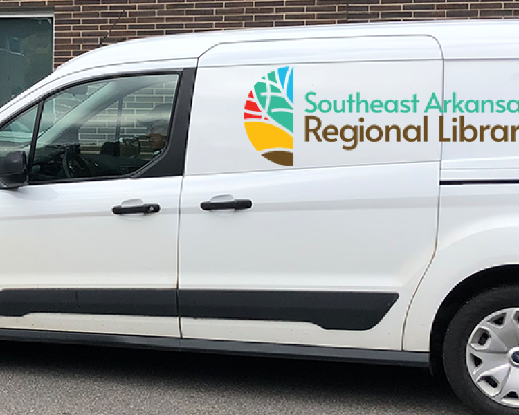 Image of van delivering goods to library
