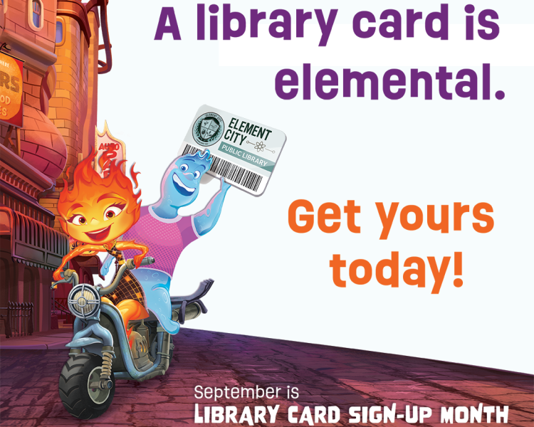 Image of flyer for library card signup month
